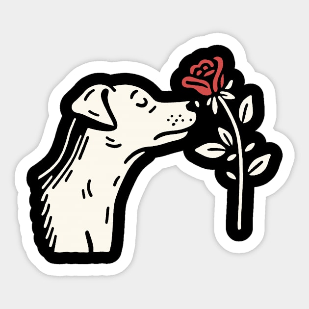 Dog and its Flower Sticker by Lovely Animals